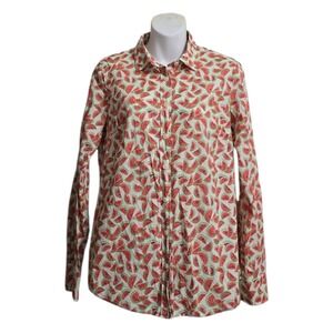 J. Crew Factory Lightweight Watermelon Print Perfect Fit Casual Button Down Sz S